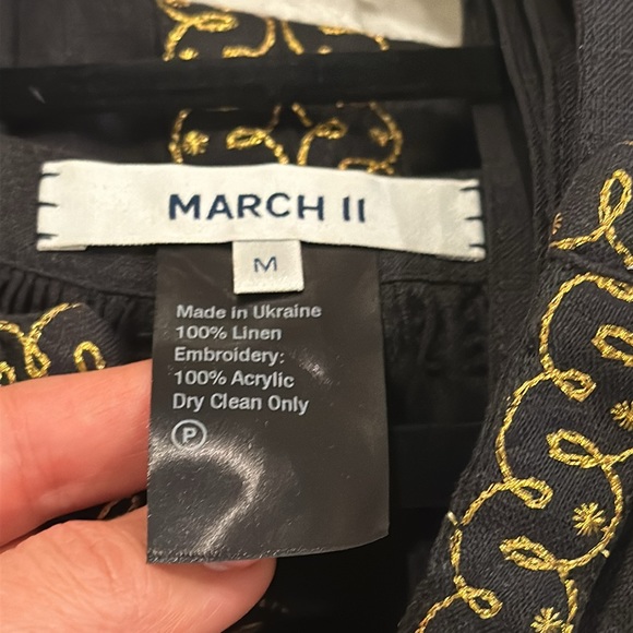 March 11 Black Linen Mini Kilim Dress Size M - Picture 12 of 16